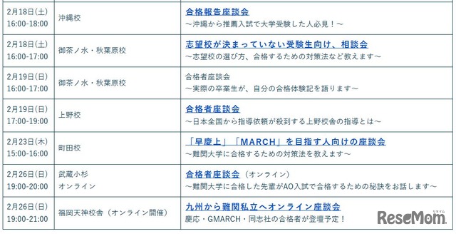 総合型選抜 合格者座談会2/18～2/26