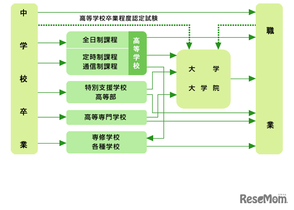 中学校を卒業してからの進路