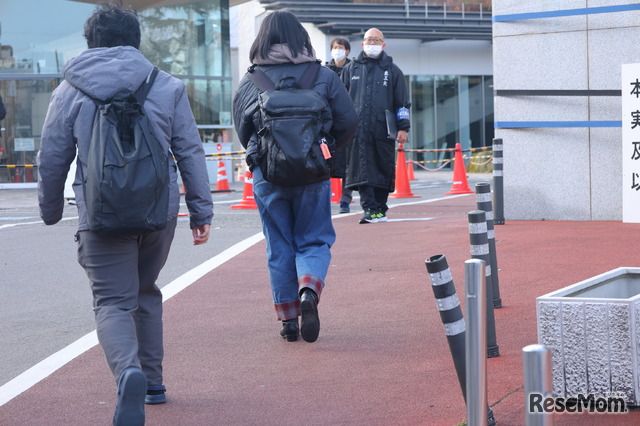 1月13日朝の東京工業大学大岡山試験場（大岡山キャンパス）のようす