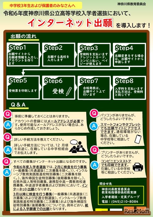 令和6年度神奈川県公立高等学校入学者選抜においてインターネット出願を導入します