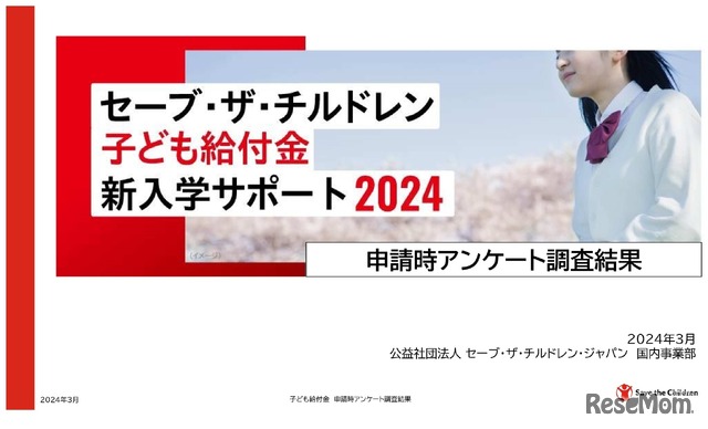 「子ども給付金～新入学サポート2024～」の申請時アンケート調査結果報告書