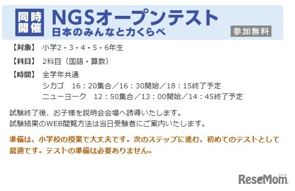 NGSオープンテスト 日本のみんなと力くらべ