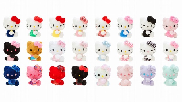 「ハローキティアニバーサリーショップ限定 ぬいぐるみコレクション」各2,596円（C）2024 SANRIO CO.,LTD.  著作（株）サンリオ