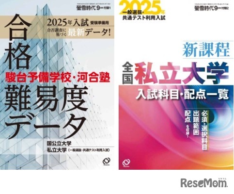 螢雪時代9月号【付録1】最新版　駿台予備学校・河合塾 合格難易度データ【付録2】2025年 新課程 全国 私立大学 入試科目・配点一覧