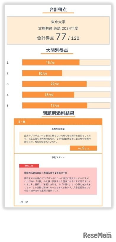 サービスの使い方： AI添削の実施