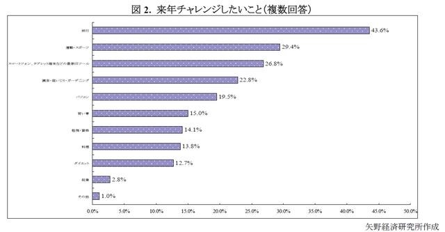 来年チャレンジしたいこと（複数回答）