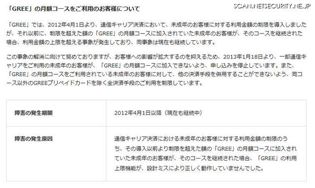 「GREE」の月額コース利用ユーザに対して