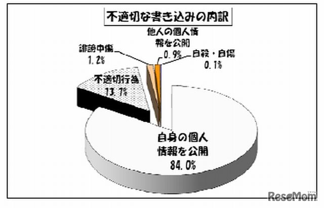 不適切な書き込みの内訳