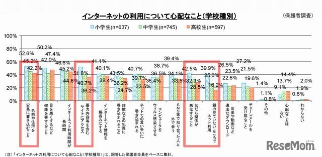 インターネットの利用について心配なこと