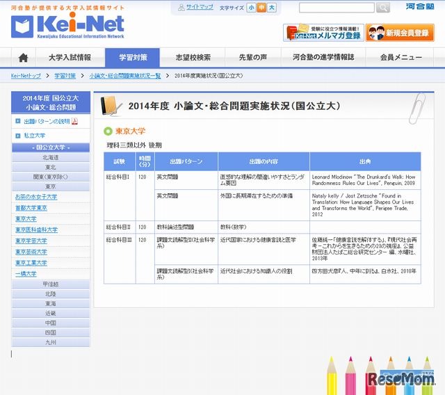 大学受験2015 小論文の大学別実施状況 出題内容や出典など 1枚目の写真 画像 リセマム