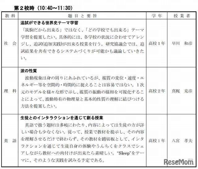 公開授業（第2校時）