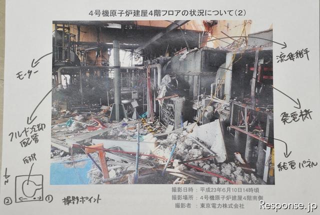 福島第一原発、爆発・火災現場となった4号機4階　写真公開