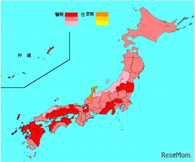 インフルエンザ流行レベルマップ