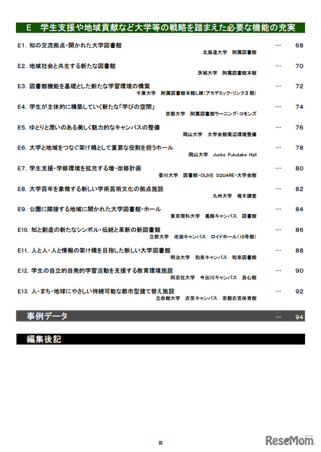 国立大学等の特色ある施設2014