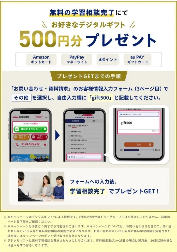 個別教室のトライ　デジタルギフトCP