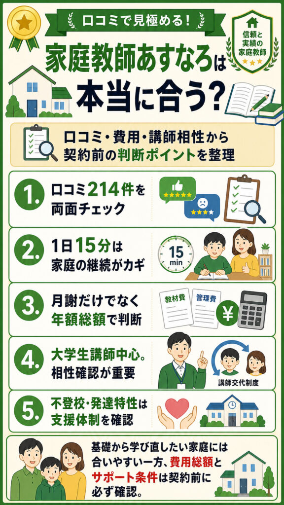 家庭教師のあすなろの口コミ・評判を214人利用者の独自調査で解説