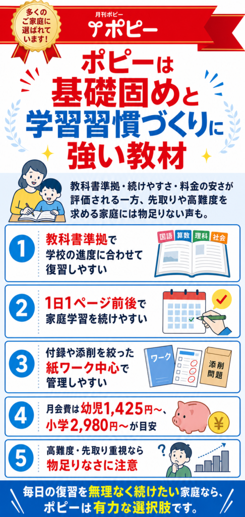 通信教育ポピーの口コミ・評判は？実際の利用者の意見を学年別に独自