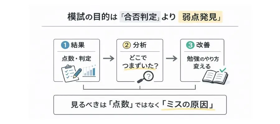 模試は合格判定でなく、自身の「弱点」を見つけるために使う