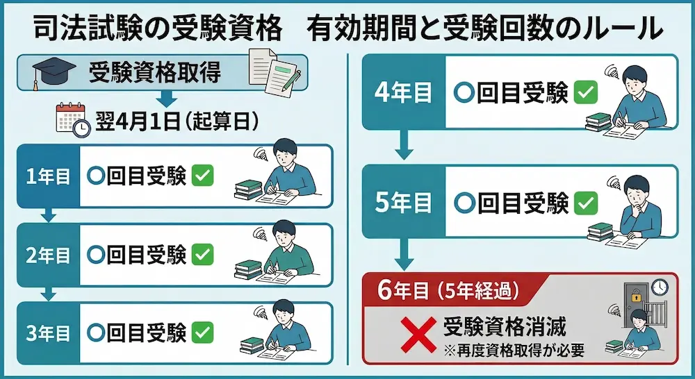 司法試験の受験資格 有効期間と受験回数のルール