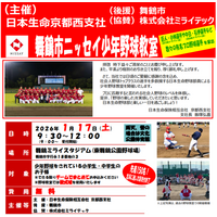 舞鶴ミライスタジアムで日本生命野球部が野球教室を1月に開催