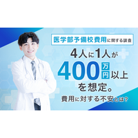【医学部予備校費用に関する調査】4人に1人が「400万円以上」を想定。費用に対する不安とは？