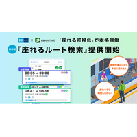 東京メトロ・ナビタイムジャパン 日本初の「座れる可視化」が本格稼働。『座れるルート検索』提供開始