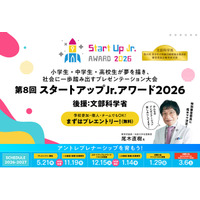 小学生・中学生・高校生が夢を描き、社会に一歩踏み出すアントレプレナーシップを育むプレゼンテーション大会『第8回スタートアップJr.アワード2026』プレエントリー受付開始！