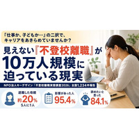 母親の離職率は父親の約30倍--「不登校離職」を防ぐ企業向け無料セミナーを7月24日に開催