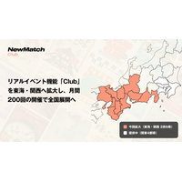 友だち作りアプリNewMatchのリアルイベント機能「Club」、東海・関西2府8県へ拡大。月間200回開催体制で全国展開へ