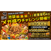 【挑戦者求む】30分で総重量約6kgを完食できたら総額50万円相当!! 名物　半身揚げ1年間無料パスポートプレゼント!!【神鶏 池袋】が