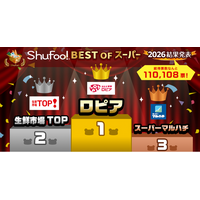 Shufoo!、最高のスーパーを投票で決める「ベストオブスーパー2026」結果発表　投票数11万108票！ 総合1位ロピア、2位生鮮市場TOP、3位スーパーマルハチ