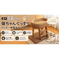 猫が選ぶ、特等席！広々ベッド・爪とぎ・おもちゃ「猫ちゃんぐっすりベッド一体型キャットタワー」ミスターカード株式会社